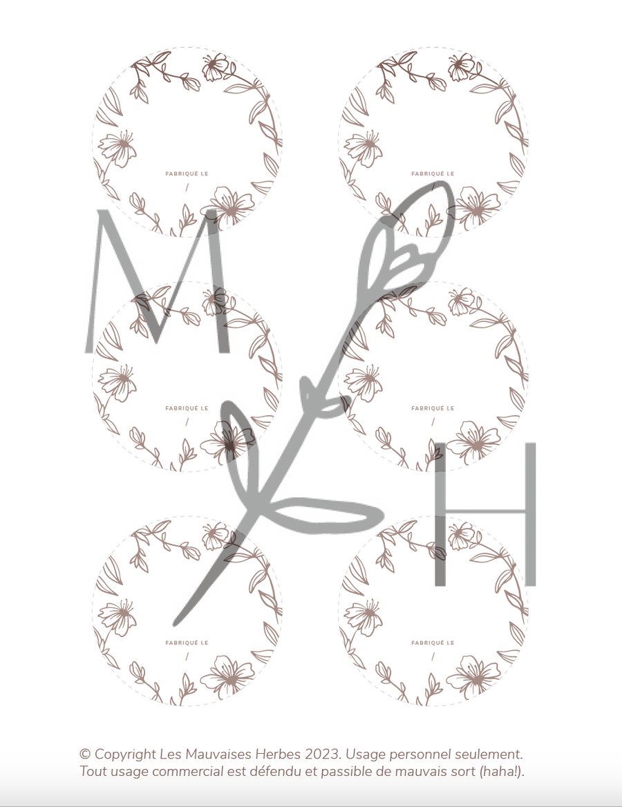 Étiquettes vierges à imprimer (format numérique) - Les Mauvaises Herbes