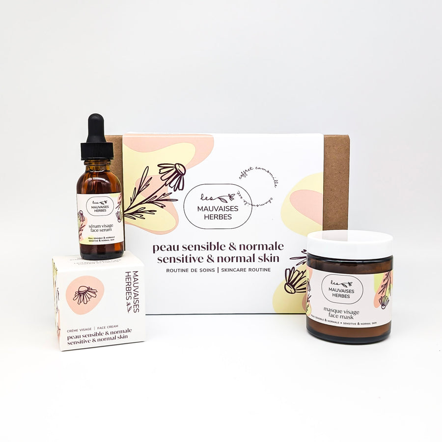 Coffret Camomille | peau sensible et normale - routine de soins - Les Mauvaises Herbes
