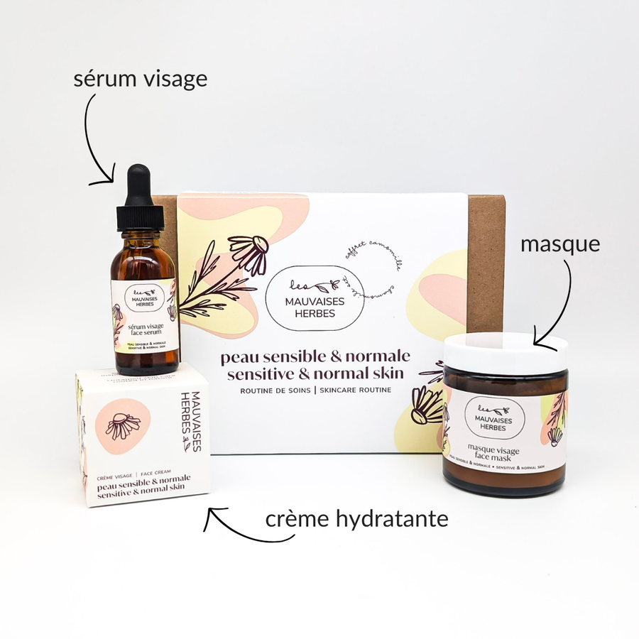 Coffret Camomille | peau sensible et normale - routine de soins - Les Mauvaises Herbes
