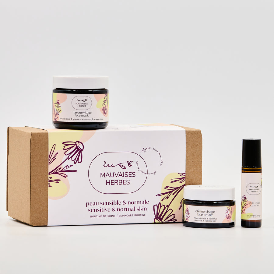 Coffret Camomille | peau sensible et normale - routine de soins - Les Mauvaises Herbes