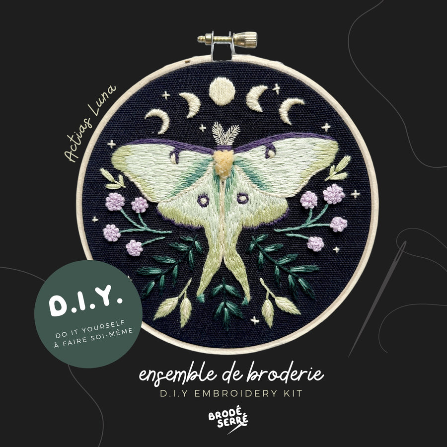 Ensemble de broderie | Actias Luna - Les Mauvaises Herbes