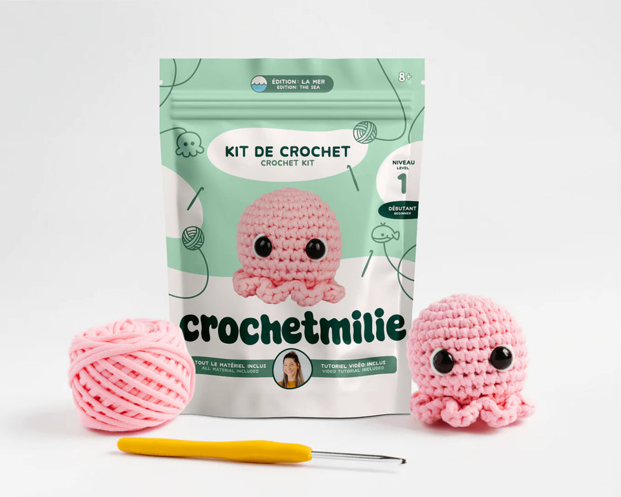 Kit de crochet | La pieuvre (niveau 1, débutant·e) - Les Mauvaises Herbes