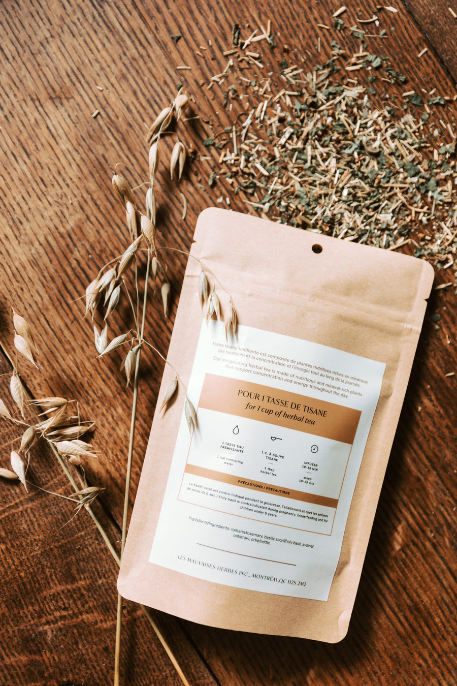 Tisane tonifiante - basilic sacré et avoine - Les Mauvaises Herbes