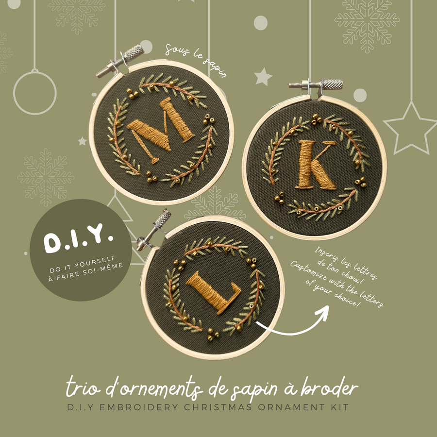 Ensemble de broderie | Dans le sapin - Trio d'ornements