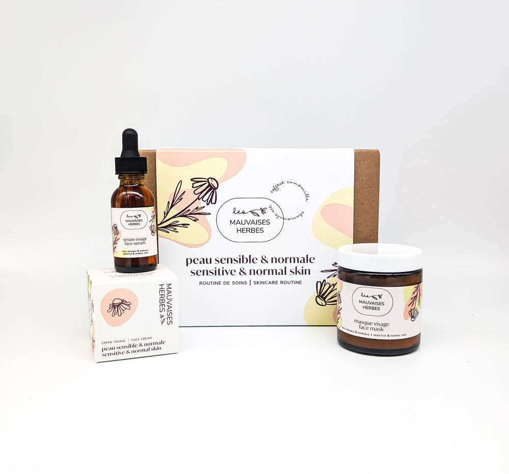 Coffret Camomille | peau sensible et normale - routine de soins - Les Mauvaises Herbes